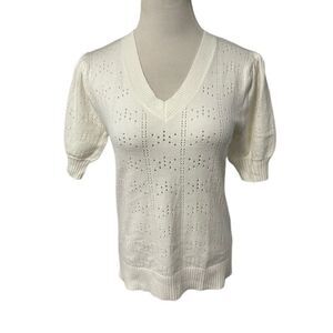 Ivory V-Neck Sweater Sz M
